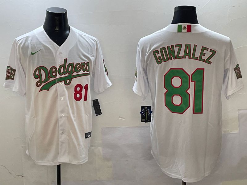 Men Los Angeles Dodgers #81 Gonzalez White Game Mexico 2025 Nike MLB Jersey style 1